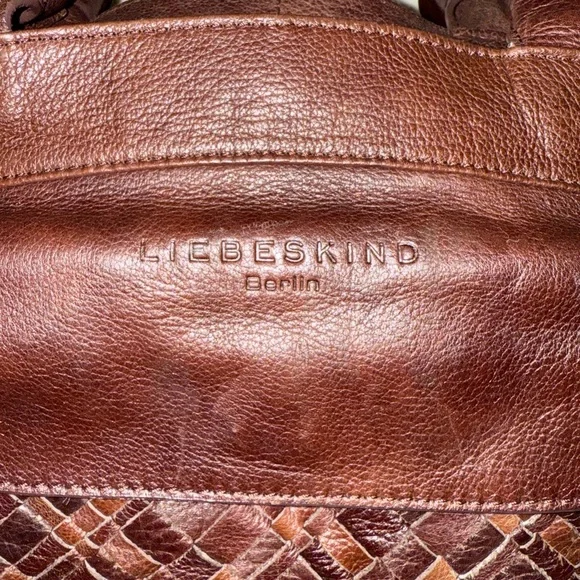 Liebeskind Berlin Brown Leather Satchel Bag Braided Straps - Picture 2 of 12